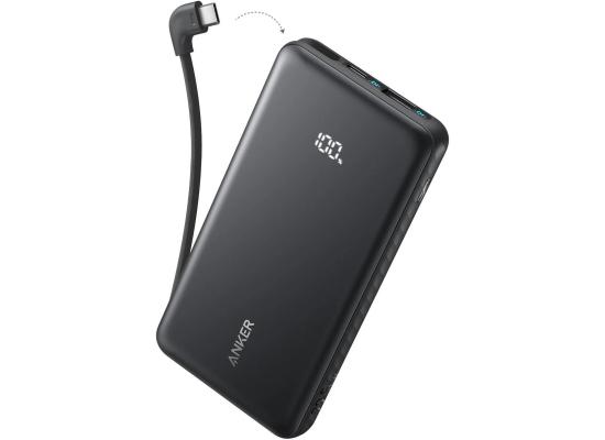 Anker Zolo Powerbank 10000mAh 22.5W Fast Charging Power Bank with Built-in USB-C Cable - Black Color
